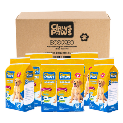 Claws & Paws Dog pads (Pañales de entrenamiento) x 30 unidades (Caja x 6 unidades =180 pañales)