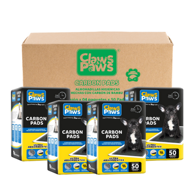 Claws & Paws Dog pads (Pañales de entrenamiento) carbon x 50 unidades (Caja x 4 unidades =200 pañales)