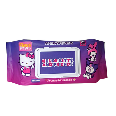 Hello Kitty X Claws & Paws Toallitas humedas (Avena y manzanilla) x 120 unidades x 12 paquetes