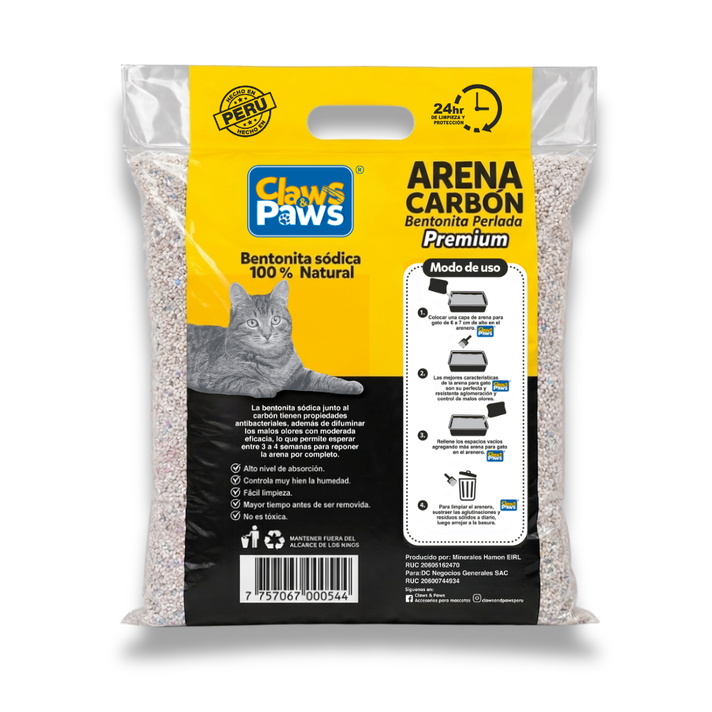 Claws & Paws Arena natural carbón activado 10 kg.
