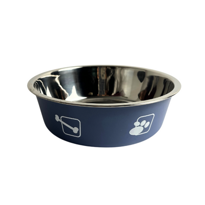 Claws & Paws Plato de acero antideslizante azul acero # 3 (17 cm.)