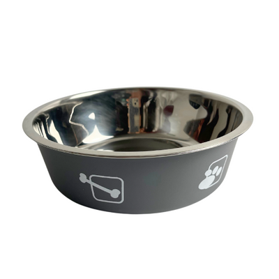 Claws & Paws Plato de acero antideslizante gris # 3 (17 cm.)