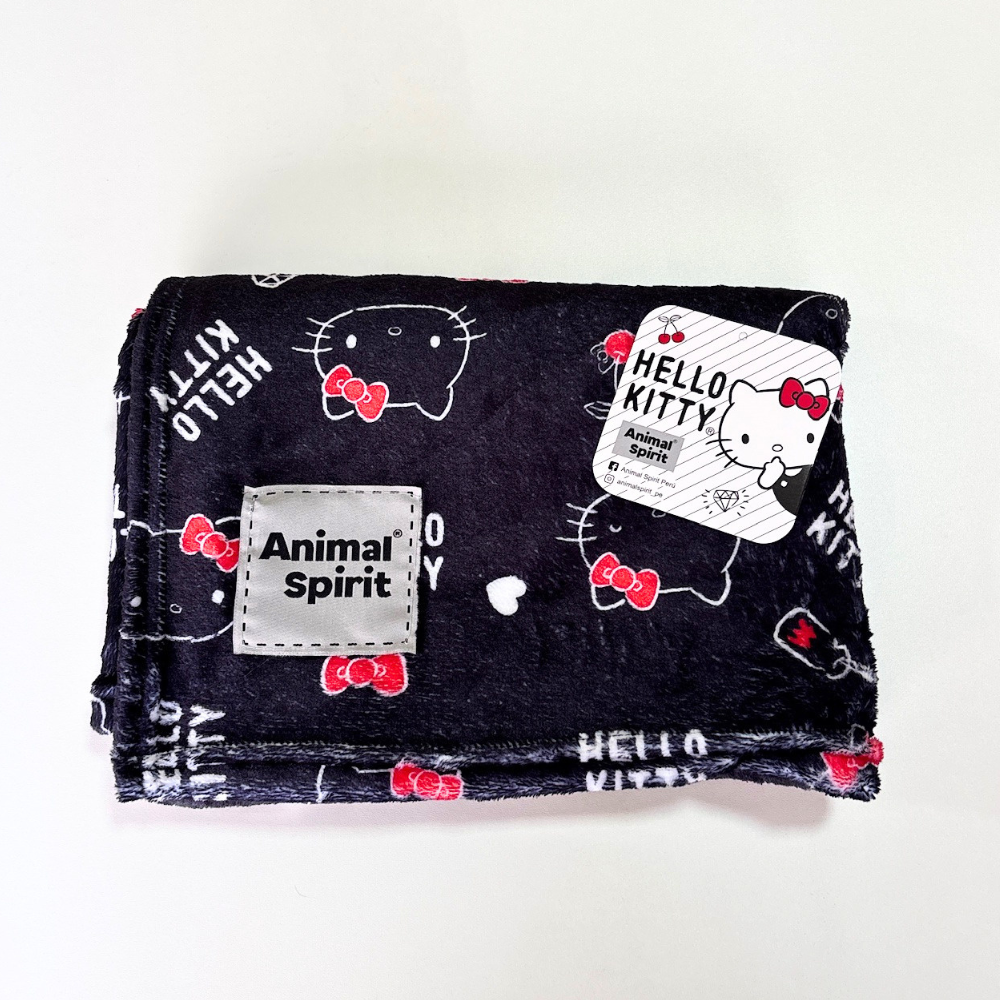 Hello Kitty X Animal Spirit Manta Deluxe negra (120 x 80 cm.)