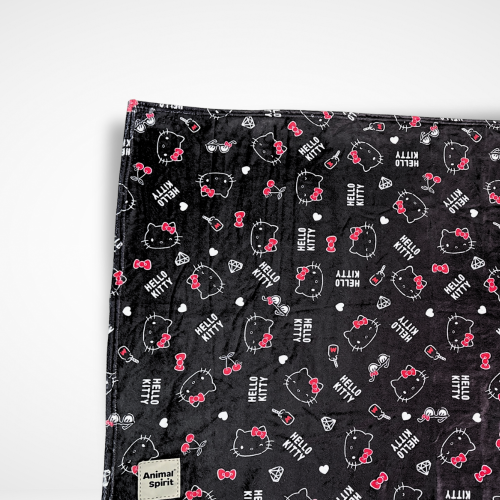 Hello Kitty X Animal Spirit Manta Deluxe negra (120 x 80 cm.)