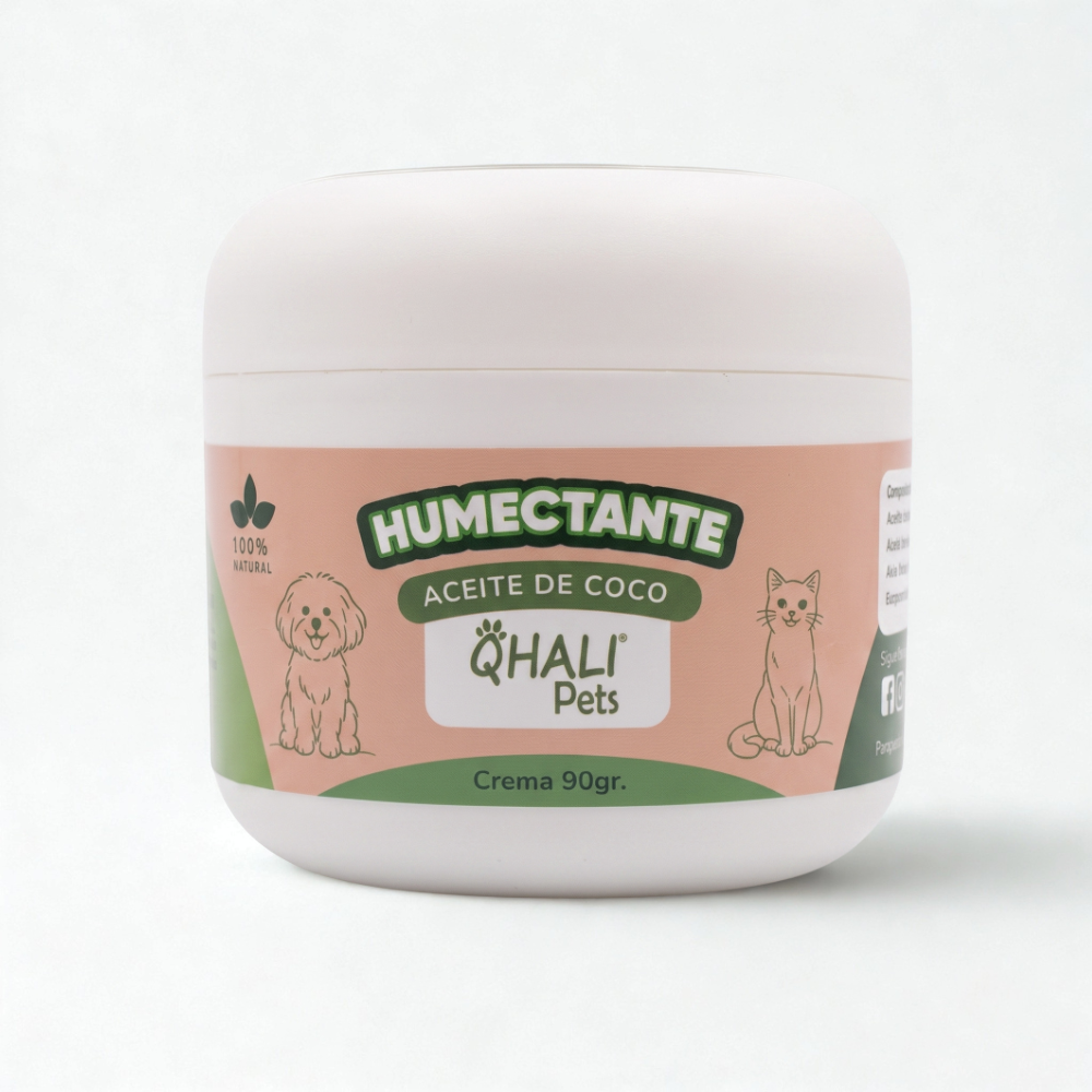 Qhali Pets Humectante crema ( Aceite de Coco, Almendra y Aloe Vera) 90 gr.