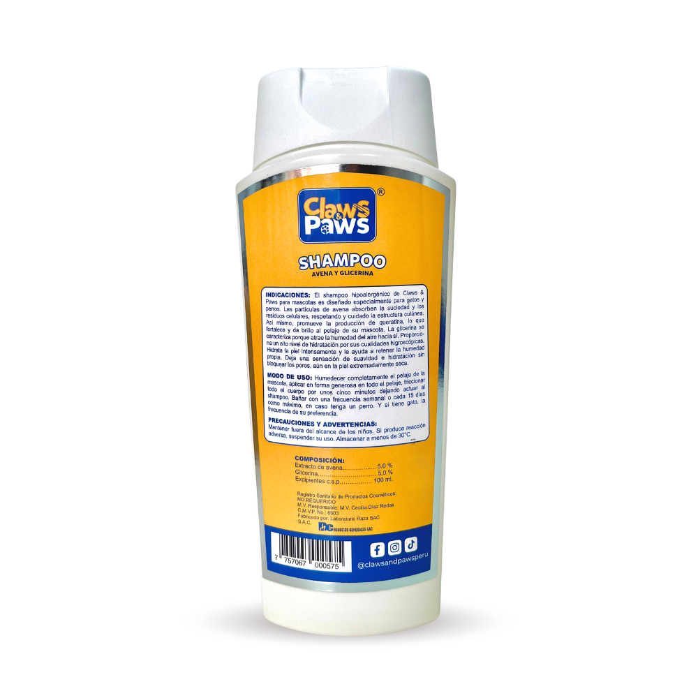 Claws & Paws Shampoo hipoalergénico 300 ml.