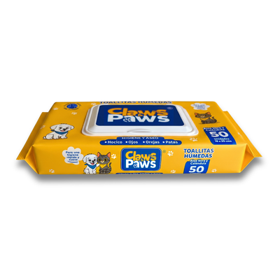 Claws & Paws Toallitas humedas (Aloe vera y calendula) x 50 unidades